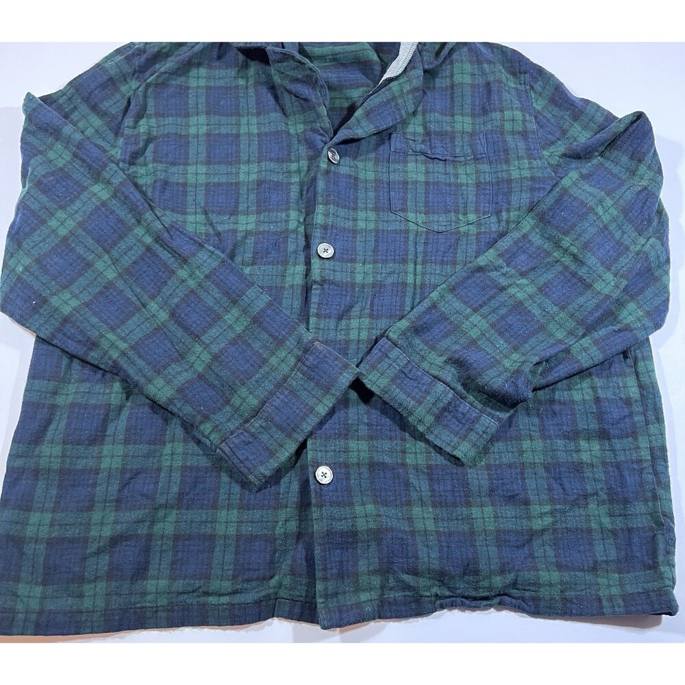 LL Bean Scotch Plaid Flannel Pajama Shirt Blue/Green Men's Size XL - Picture 2 of 7
